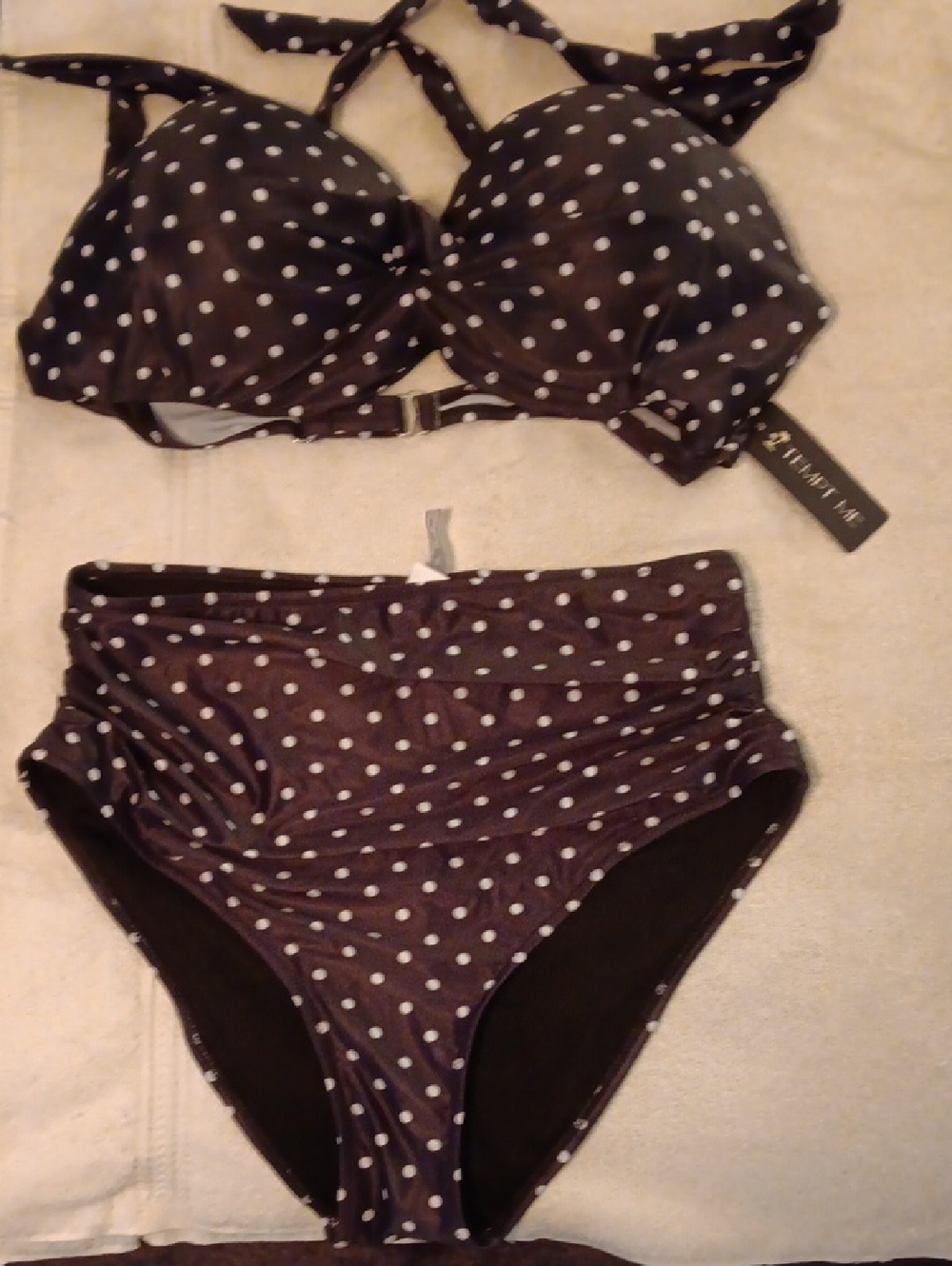 Wacoal Black with White Polka Dot Bikini Top